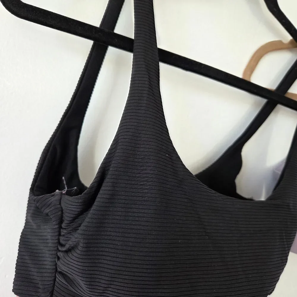 Set Of 2 Bikini Tops Swim Top Black Ribbed Lavender Purple Volleyball Beach M